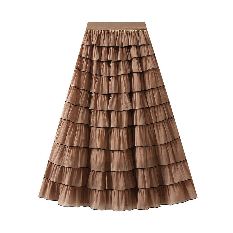 Shadow Line Layered Skirt - KHAKI