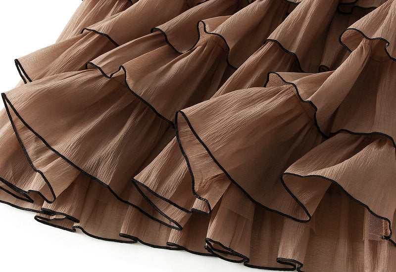 Shadow Line Layered Skirt - KHAKI