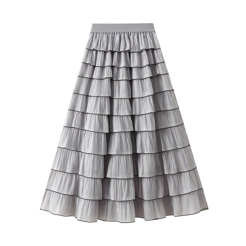 Shadow Line Layered Skirt - GREY