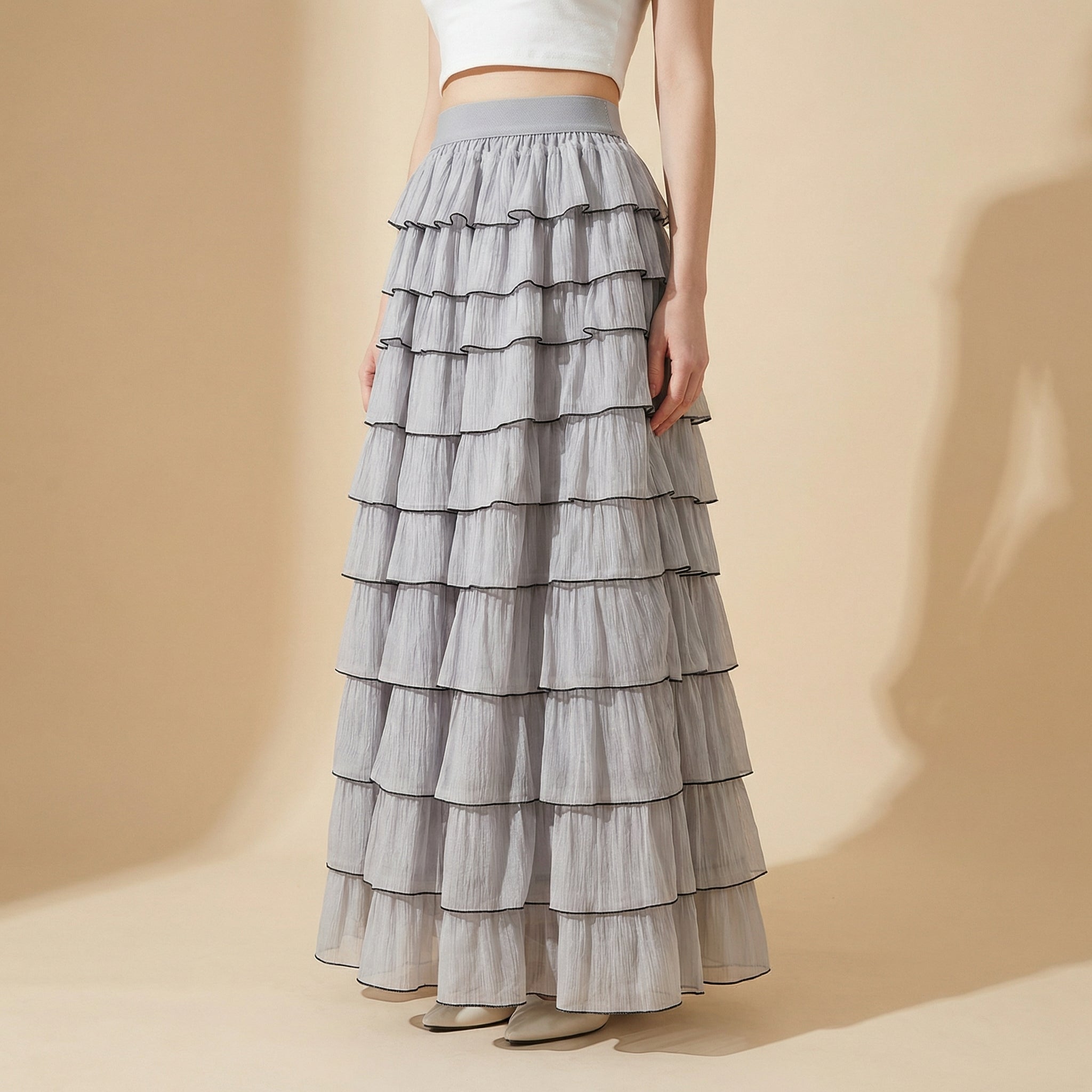 Shadow Line Layered Skirt - GREY