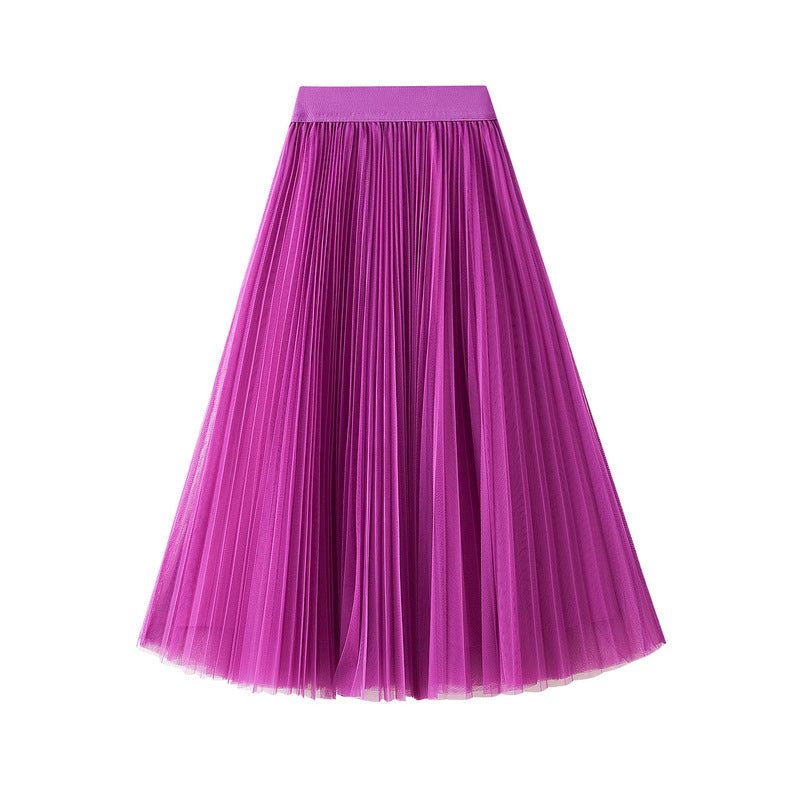 Sheer Layered Flare Skirt - PURPLE