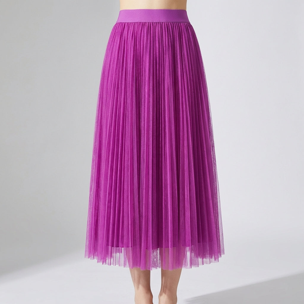 Sheer Layered Flare Skirt - PURPLE