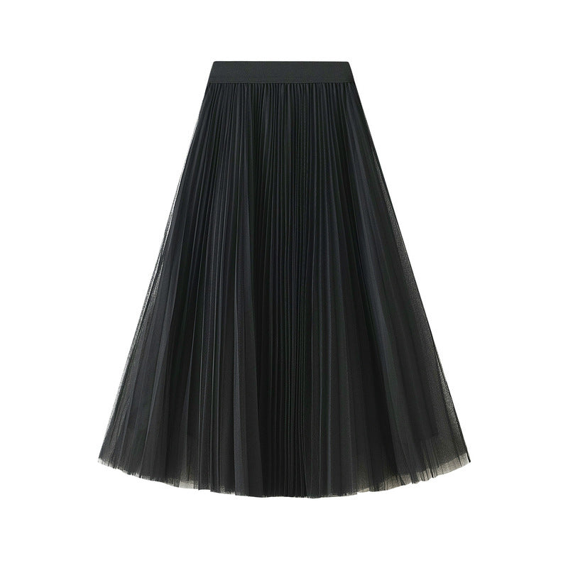 Sheer Layered Flare Skirt - BLACK