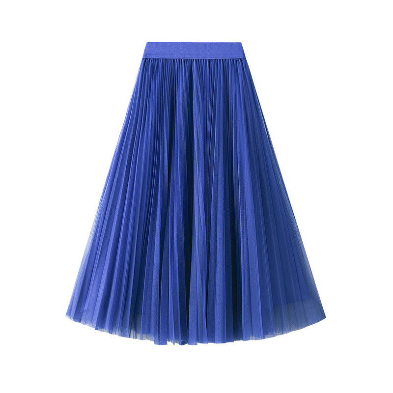 Sheer Layered Flare Skirt - BLUE