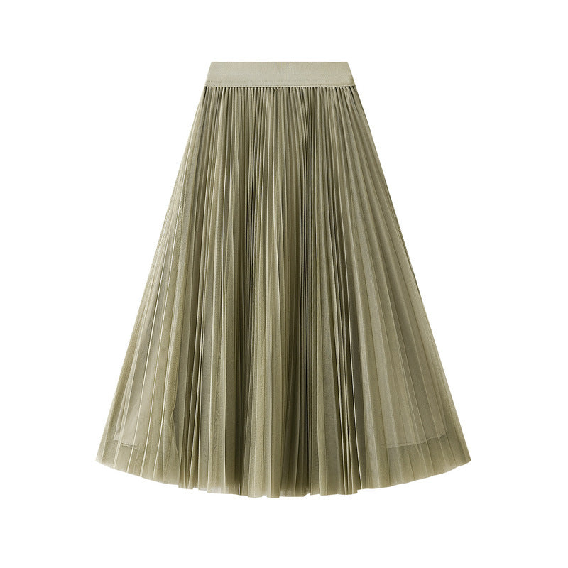 Sheer Layered Flare Skirt - LIGHTGREEN