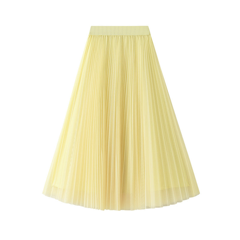 Sheer Layered Flare Skirt - YELLOW