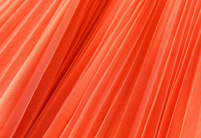 Sheer Layered Flare Skirt - ORANGE