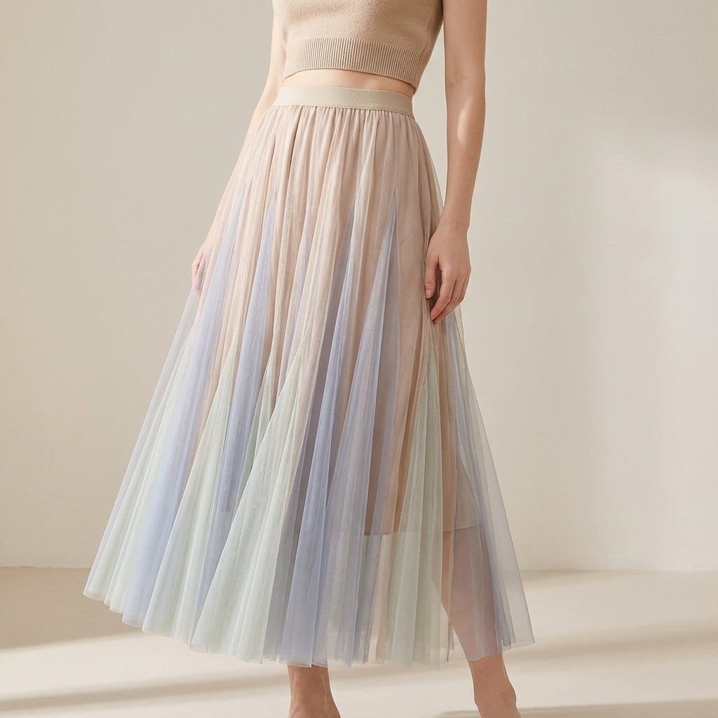 Soft Symphony Double Layer Tulle Skirt in Apricot