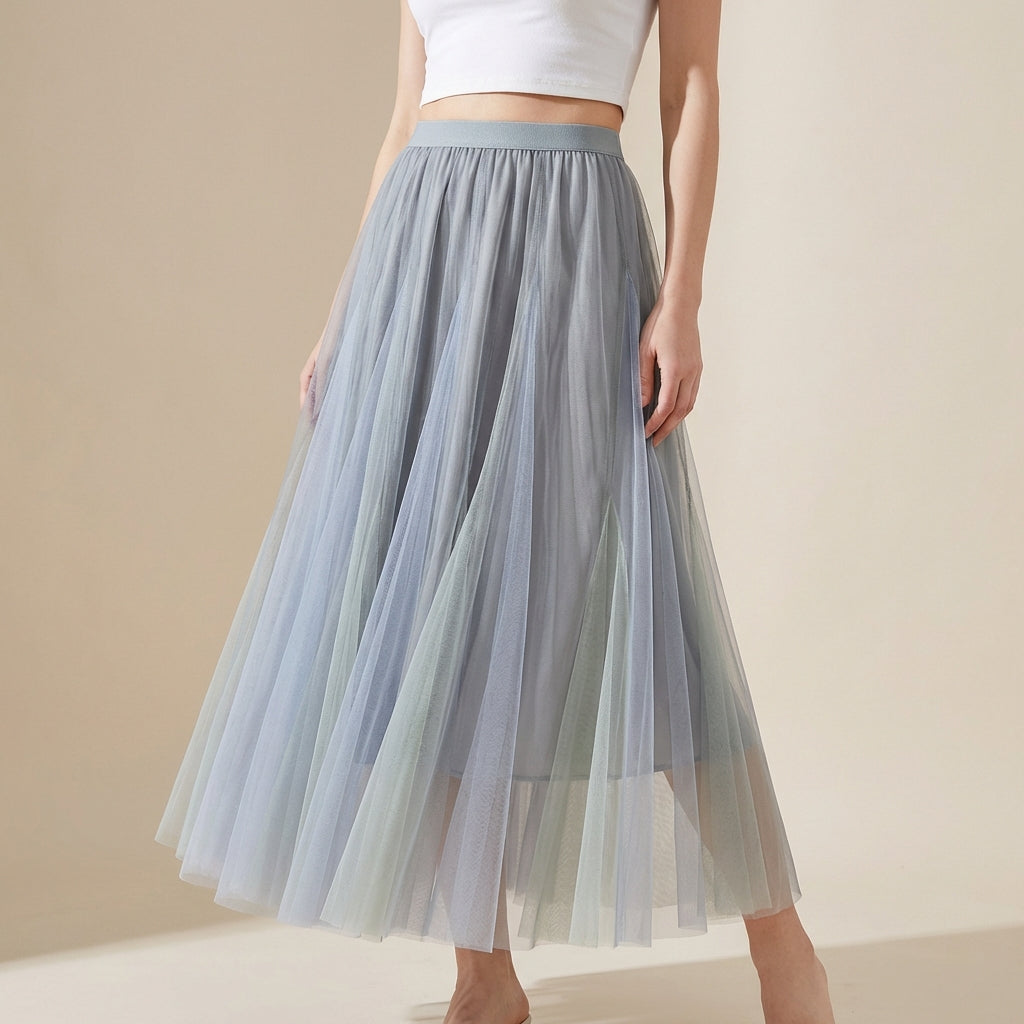 Soft Symphony Double Layer Tulle Skirt in Blue – MERZI : Premium