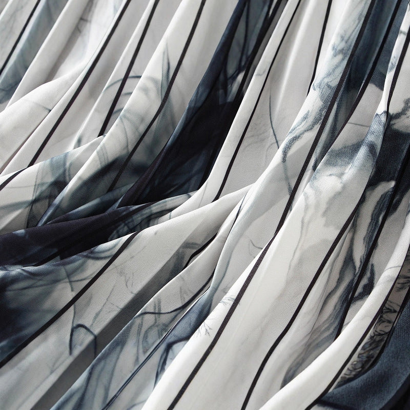 Ink-Painted Print Chiffon Satin Skirt