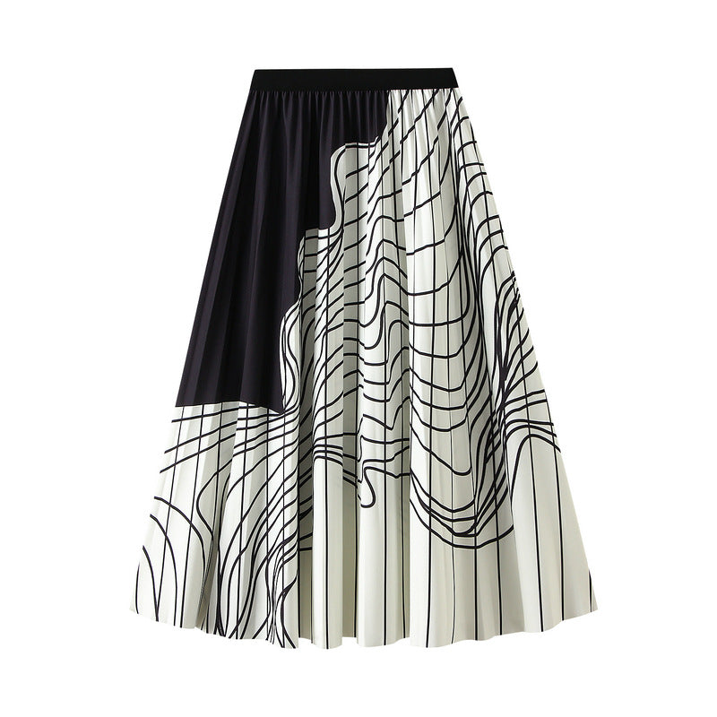 Swirl Pleated Skirt in Black
