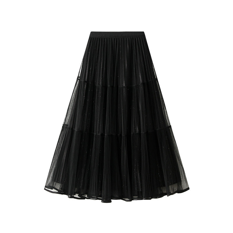 Reversible Velvet and Chiffon Skirt in Black