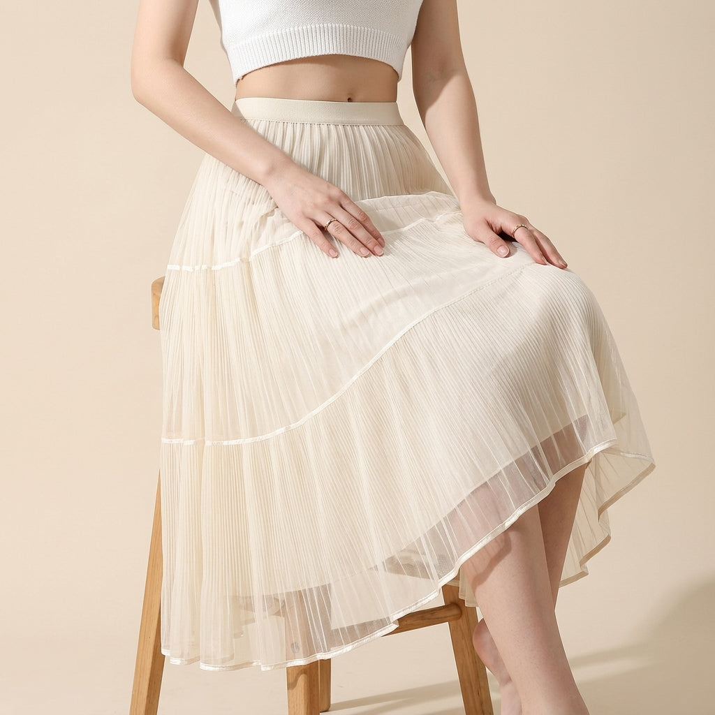 Reversible Velvet and Chiffon Skirt in Apricot
