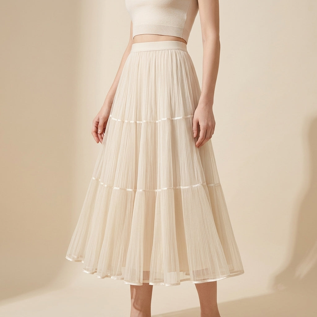 Reversible Velvet and Chiffon Skirt in Apricot