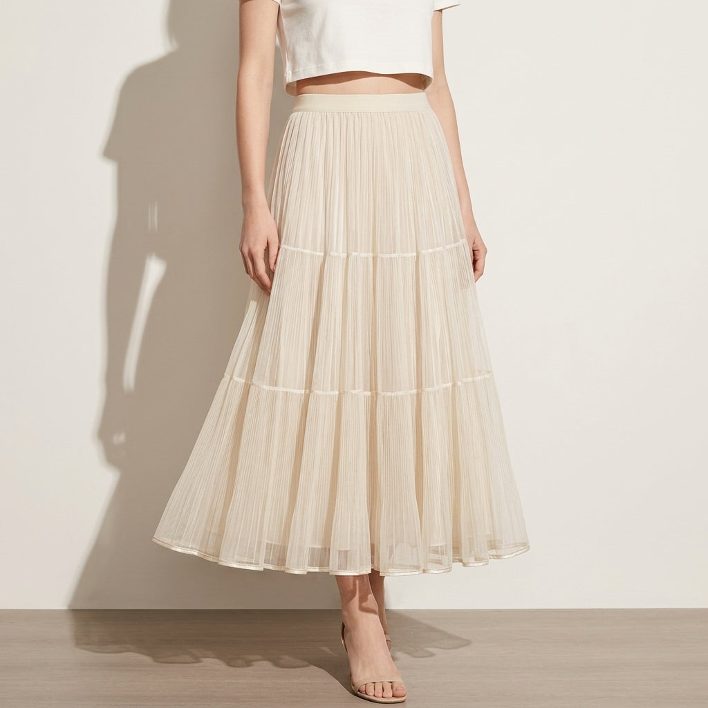 Reversible Velvet and Chiffon Skirt in Apricot