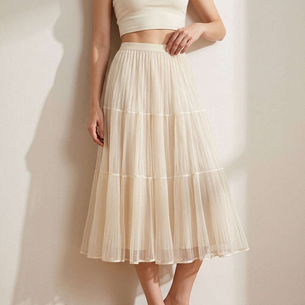 Reversible Velvet and Chiffon Skirt in Apricot