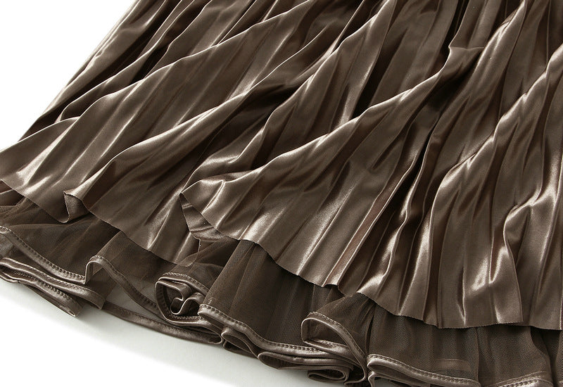 Reversible Velvet and Chiffon Skirt in Khaki