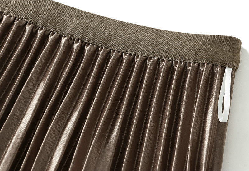 Reversible Velvet and Chiffon Skirt in Khaki