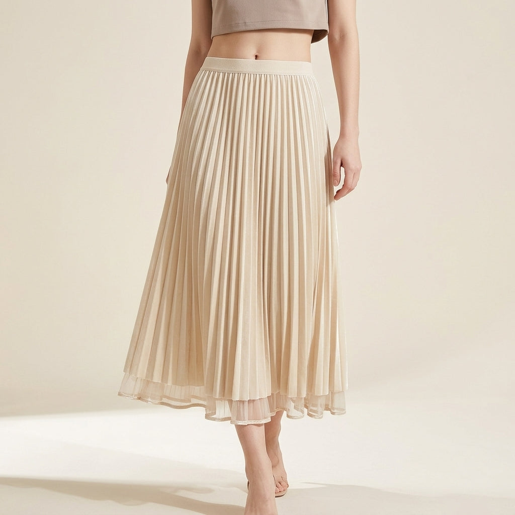 Reversible Velvet and Chiffon Skirt in Apricot