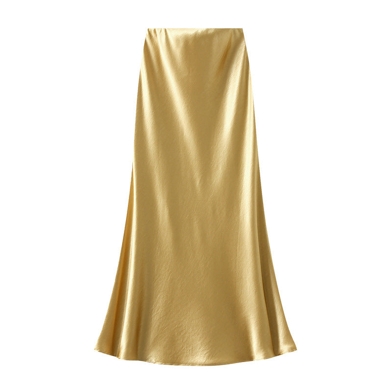 Satin Skirt in Golden Yellow