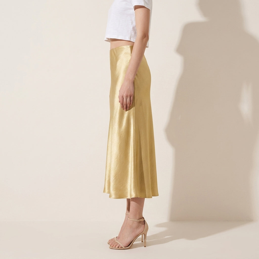 Satin Skirt in Golden Yellow