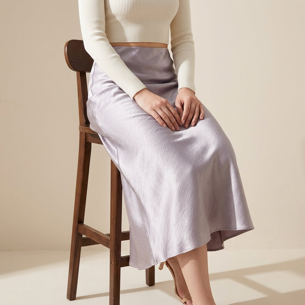 Satin Skirt in Light Purple