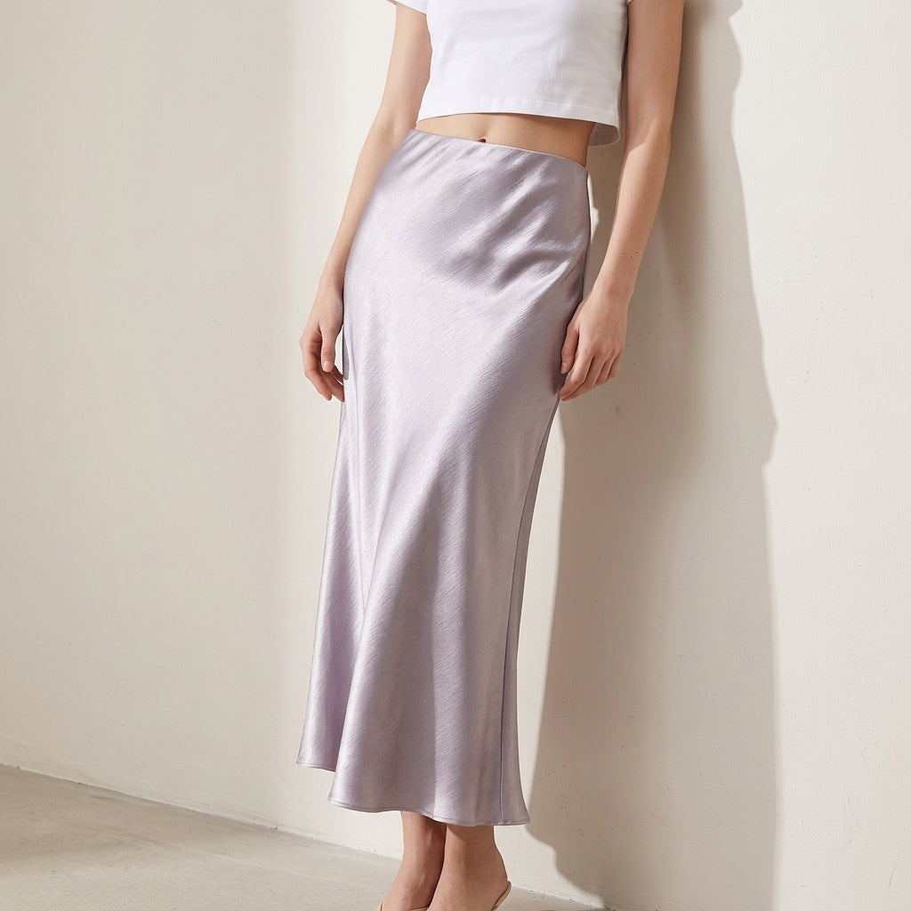 Satin Skirt in Light Purple