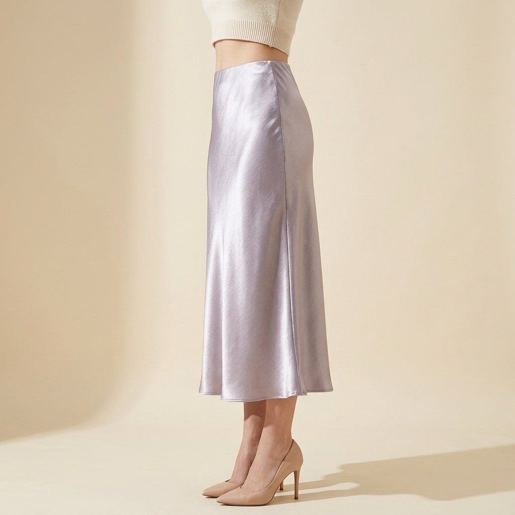Satin Skirt in Light Purple