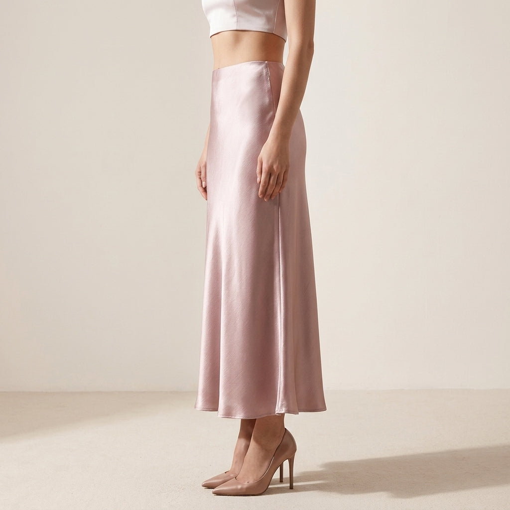 Satin Skirt in Light Pink