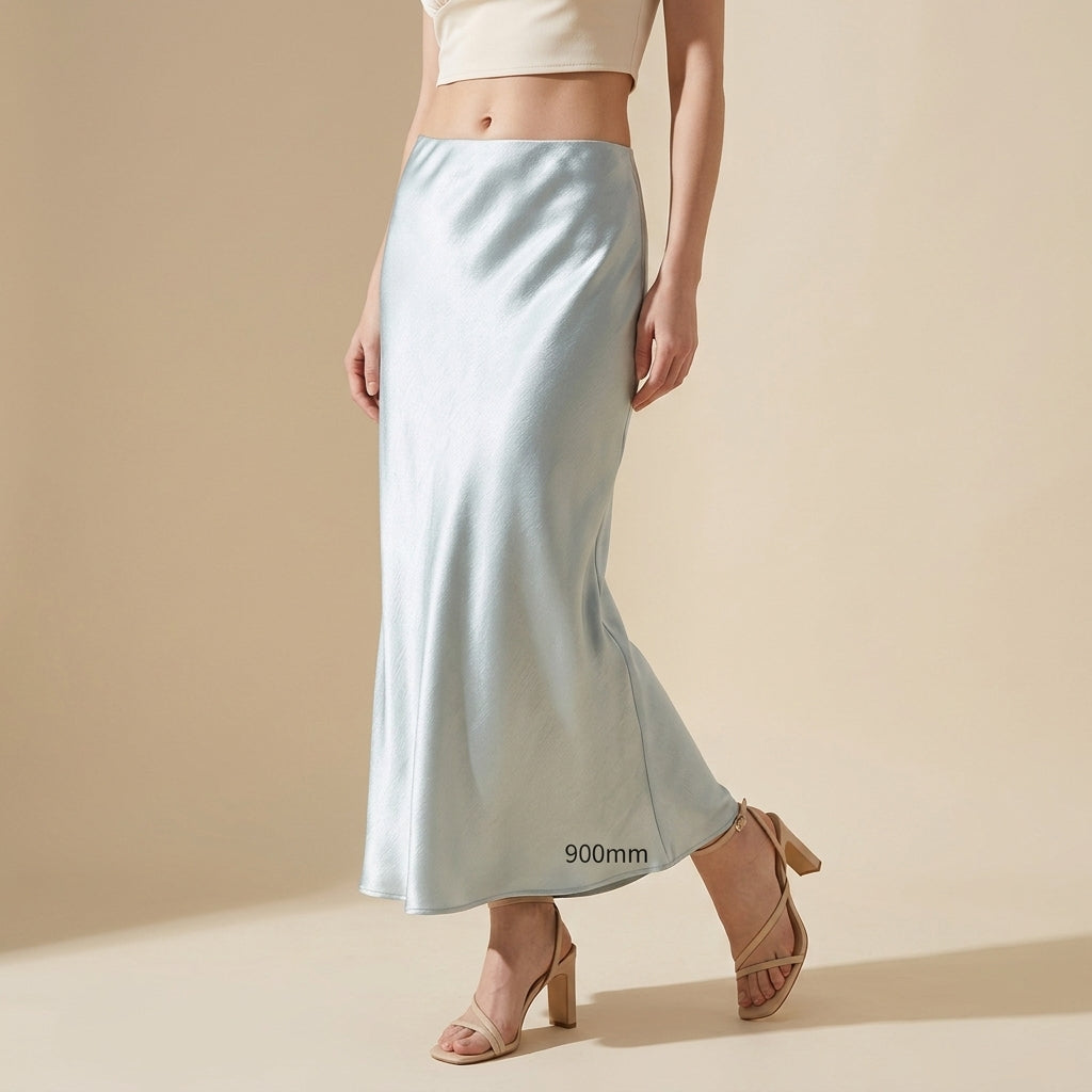 Satin Skirt in Light Powder Blue