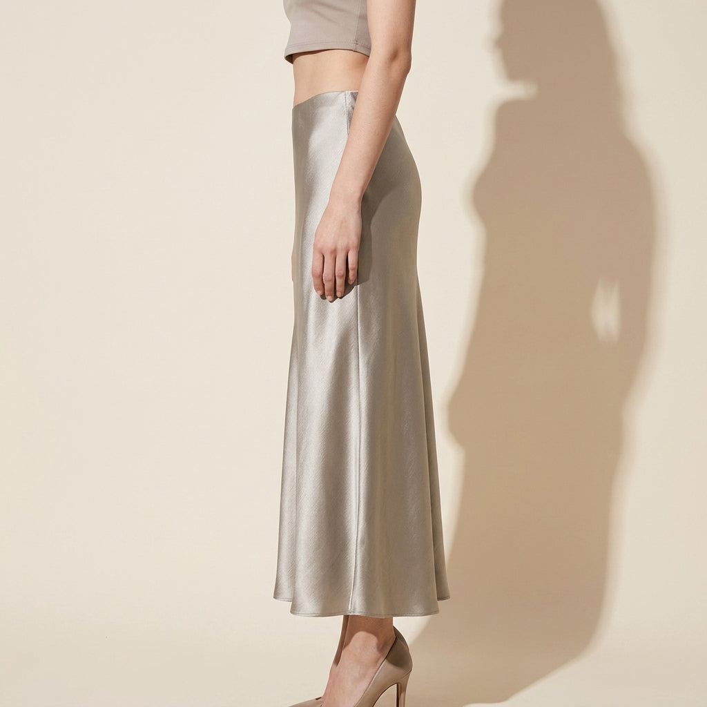 Satin Skirt in Champagne