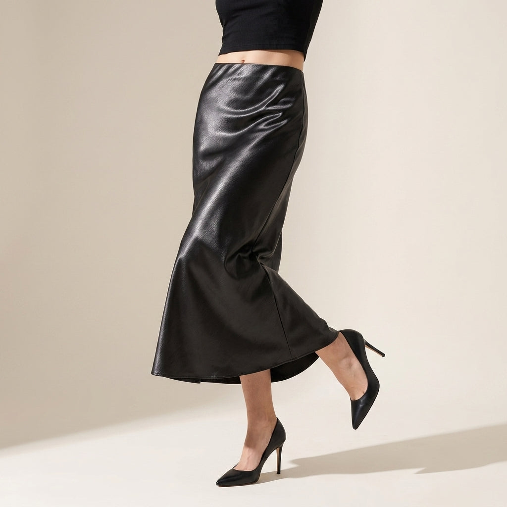Satin Skirt in Black