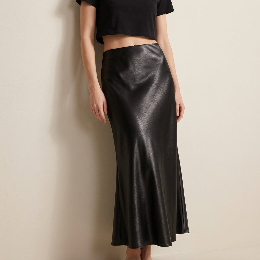 Satin Skirt in Black