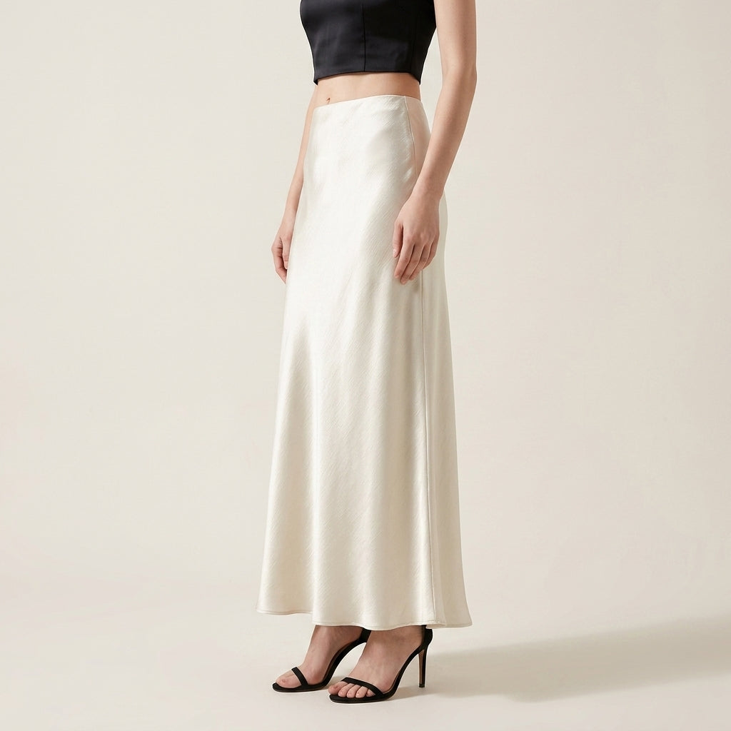 Satin Skirt in Apricot