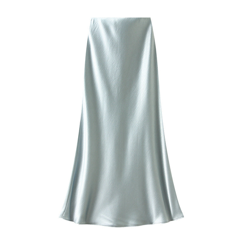 Satin Skirt in Light Powder Blue