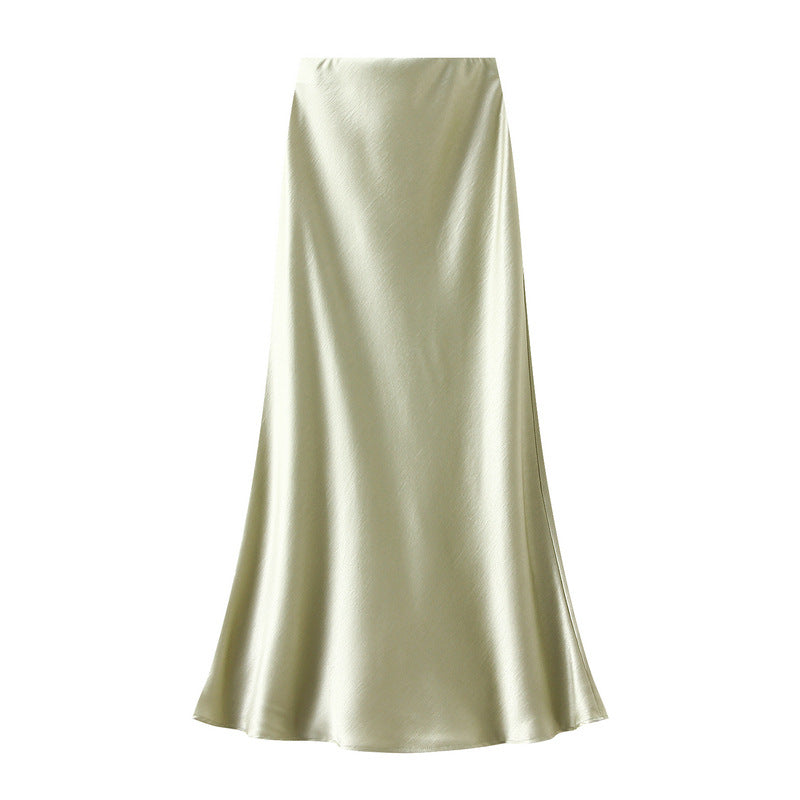 Satin Skirt in Light Green