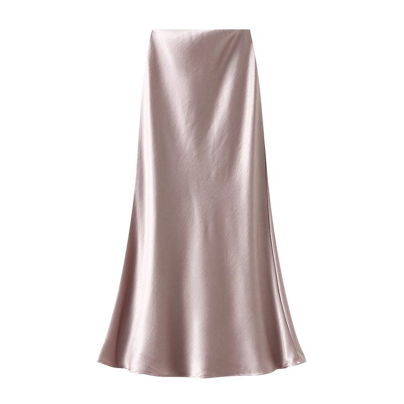 Satin Skirt in Light Pink
