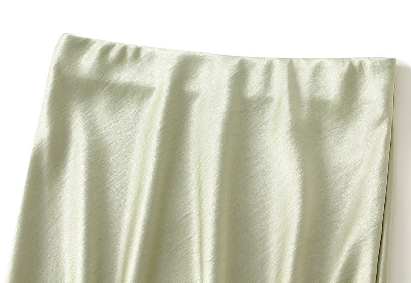 Satin Skirt in Light Green