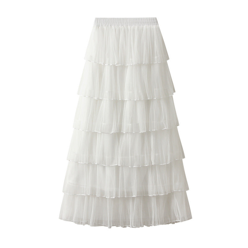Florentine Pleated Tulle Skirt - WHITE