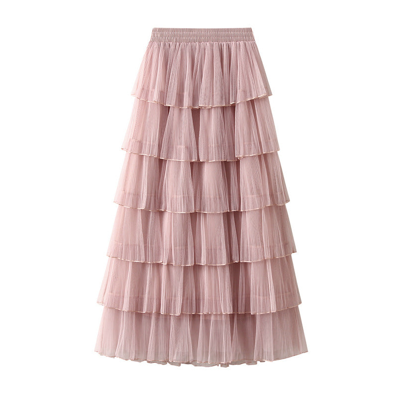 Florentine Pleated Tulle Skirt - PINK