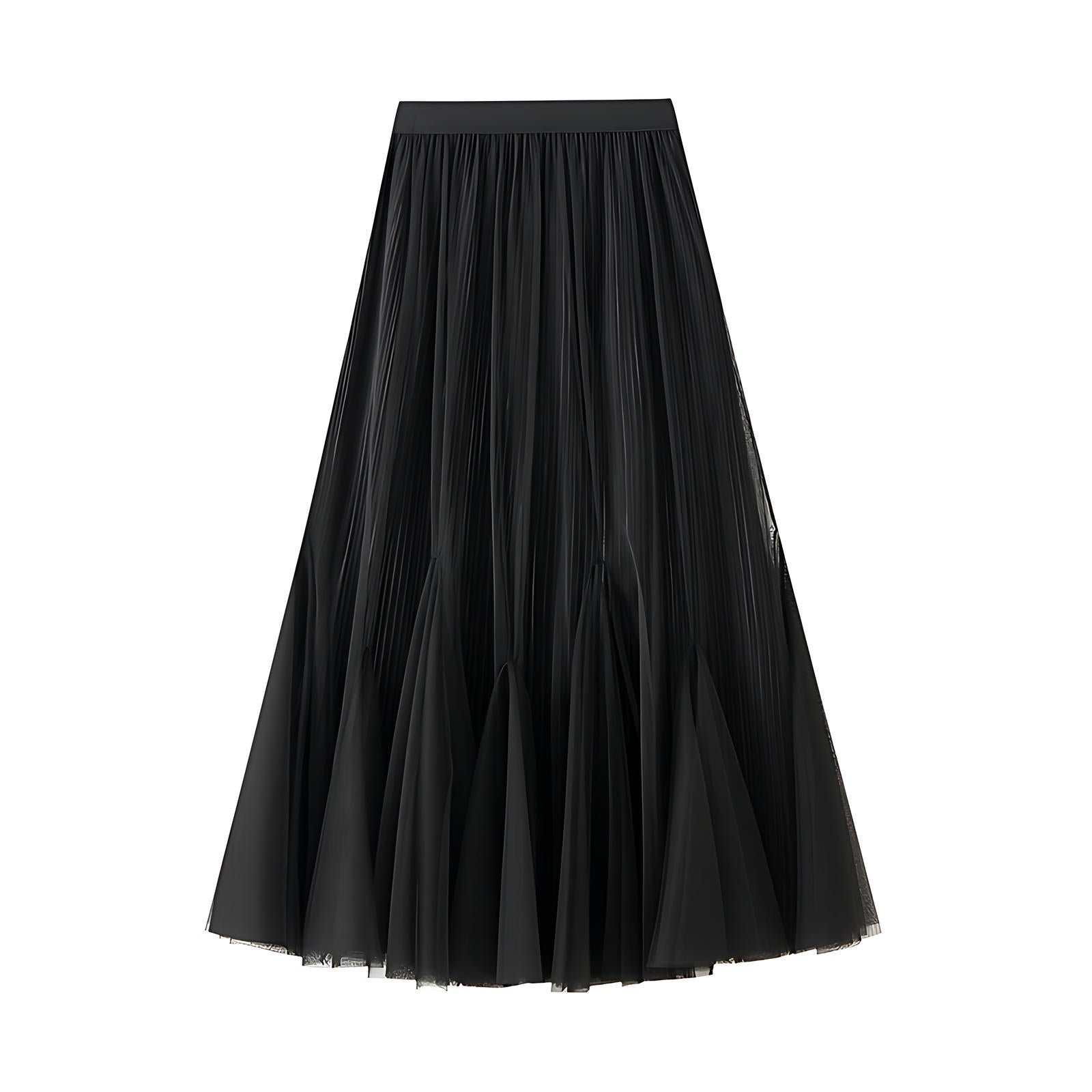 Double Sided Fishtail Gored Mesh Skirt - 1909_BLACK