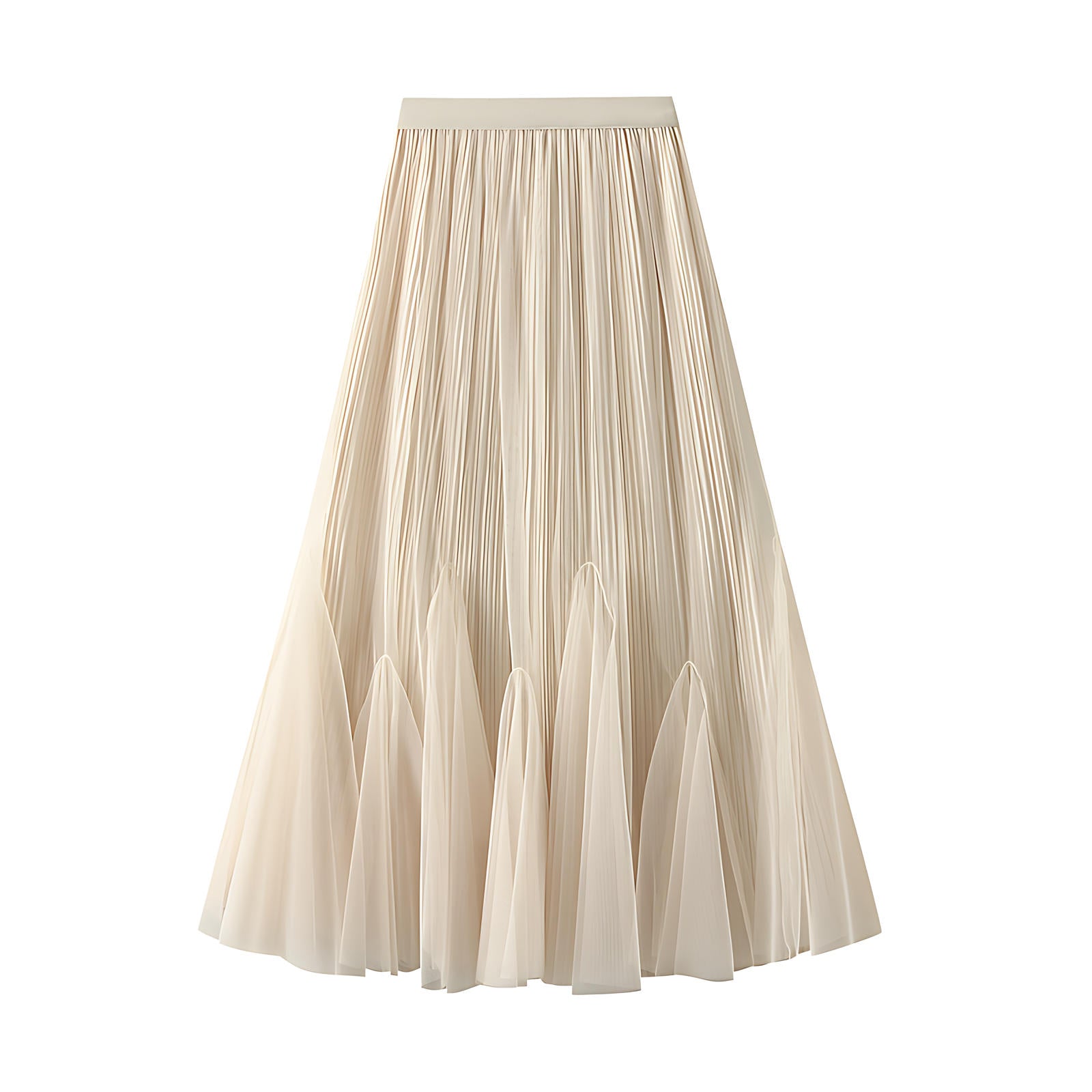 Double Sided Fishtail Gored Mesh Skirt - 1909_APRICOT