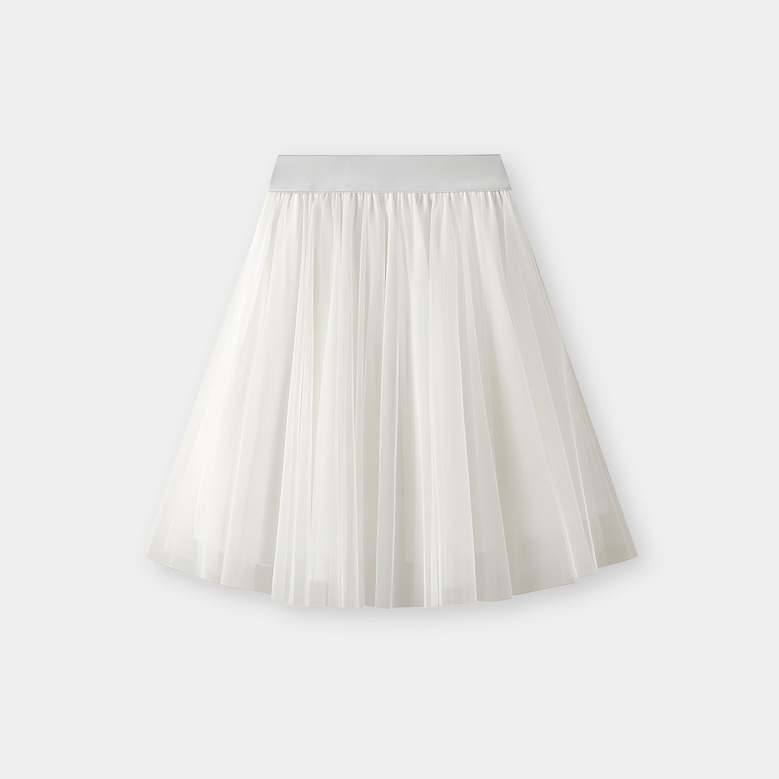 Mesh Multilayer Short Skirt With Satin Lining - A013_WHITE