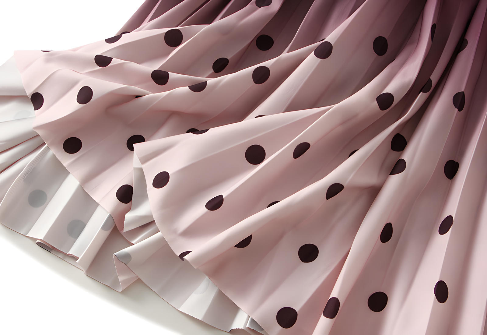Gradient Pleated A Line Polka Dot Chiffon Skirt - 2125_PD_PINK