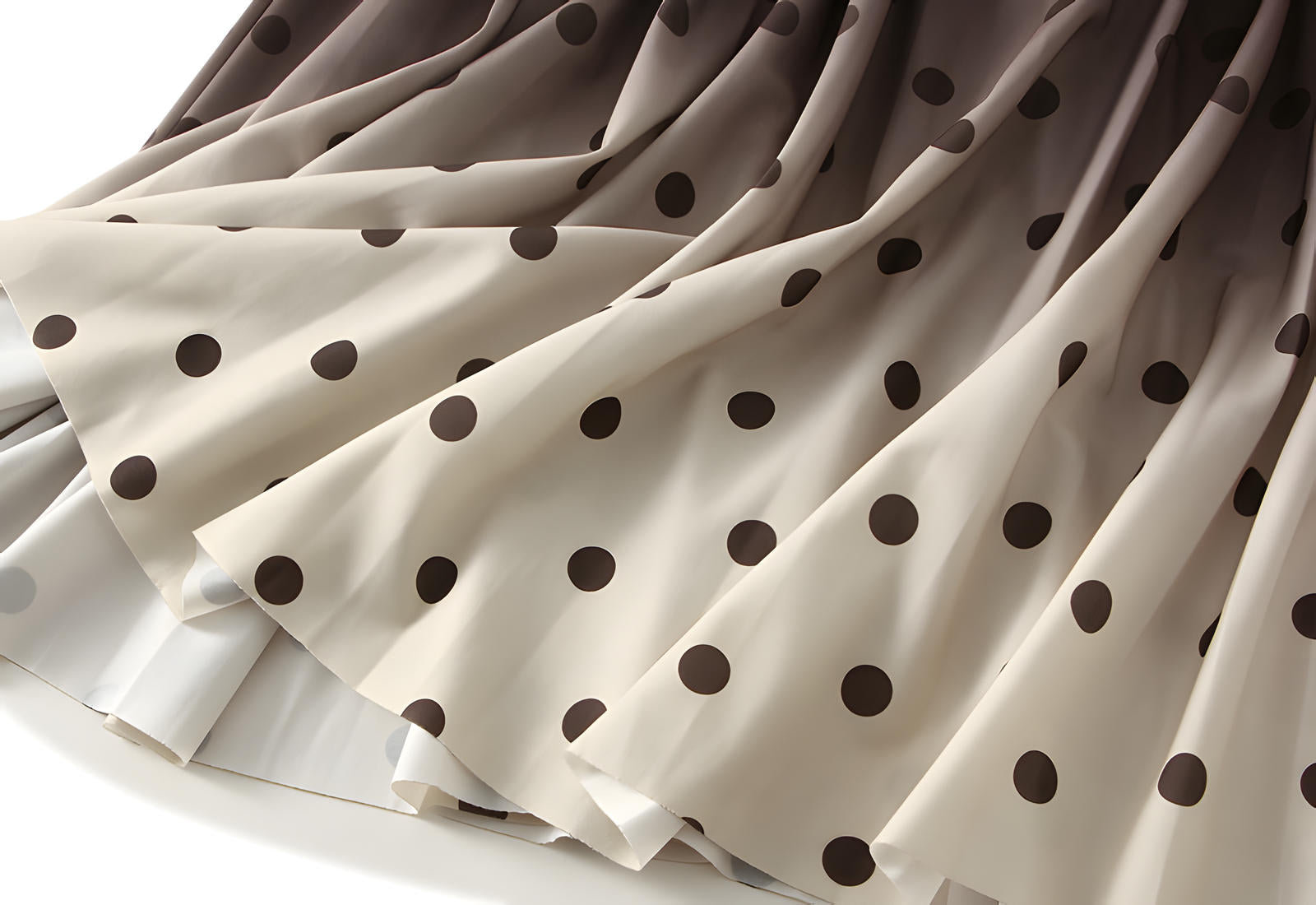Gradient Pleated A Line Polka Dot Chiffon Skirt - 2125_PD_KHAKI