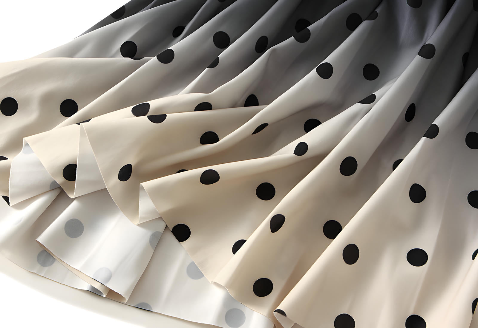 Gradient Pleated A Line Polka Dot Chiffon Skirt - 2125_PD_BLACK