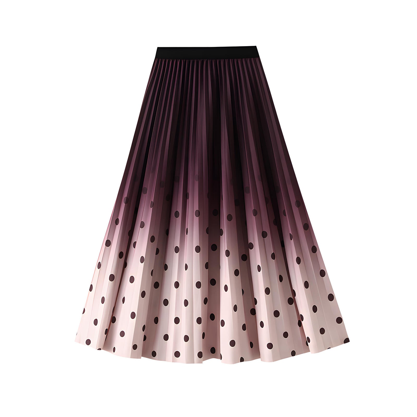 Gradient Pleated A Line Polka Dot Chiffon Skirt - 2125_PD_PINK