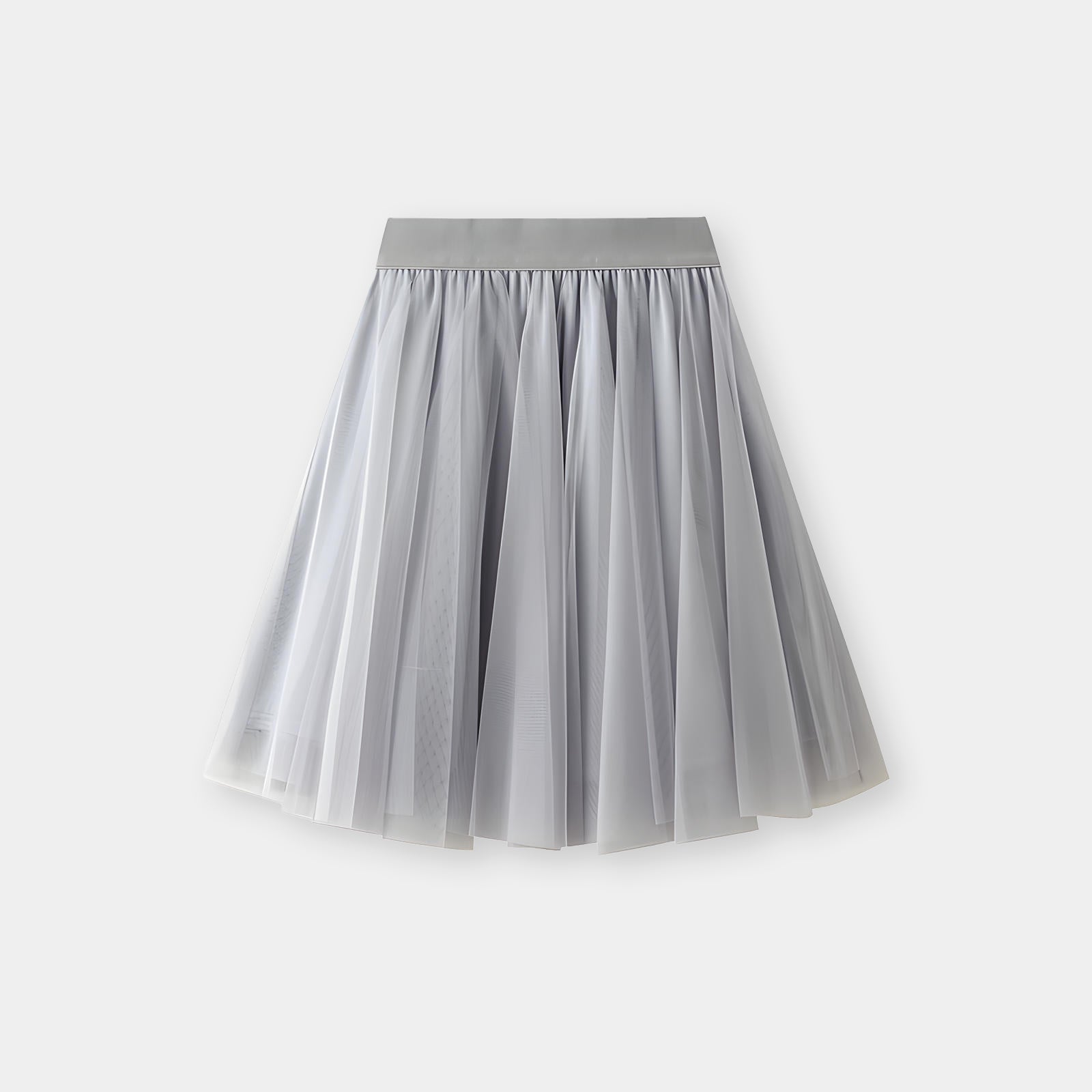 Mesh Multilayer Short Skirt With Satin Lining - A013_GREY