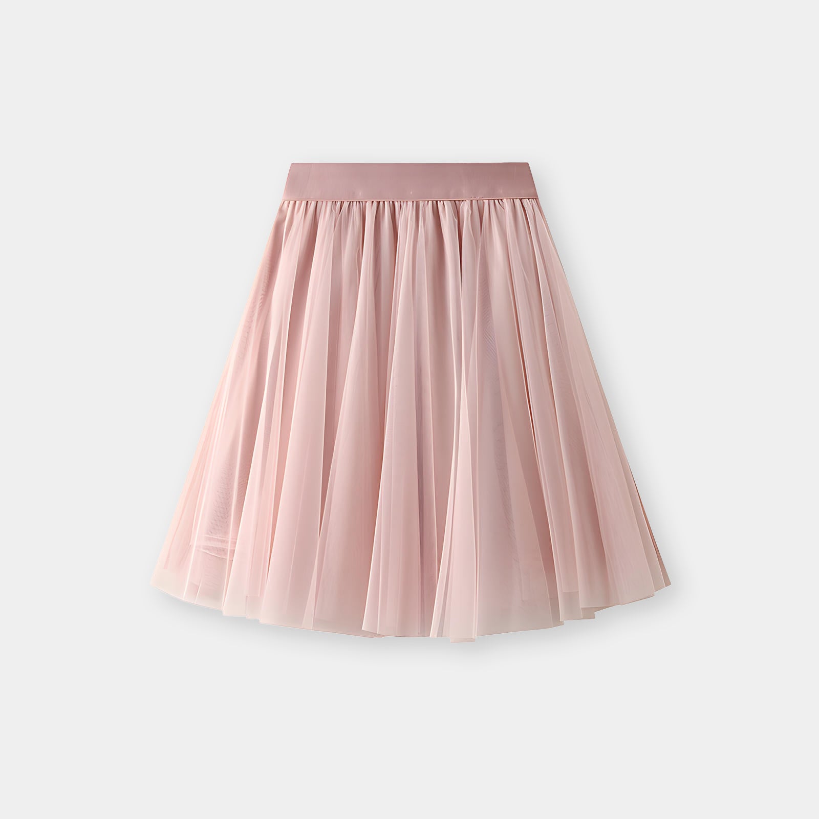 Mesh Multilayer Short Skirt With Satin Lining - A013_PINK