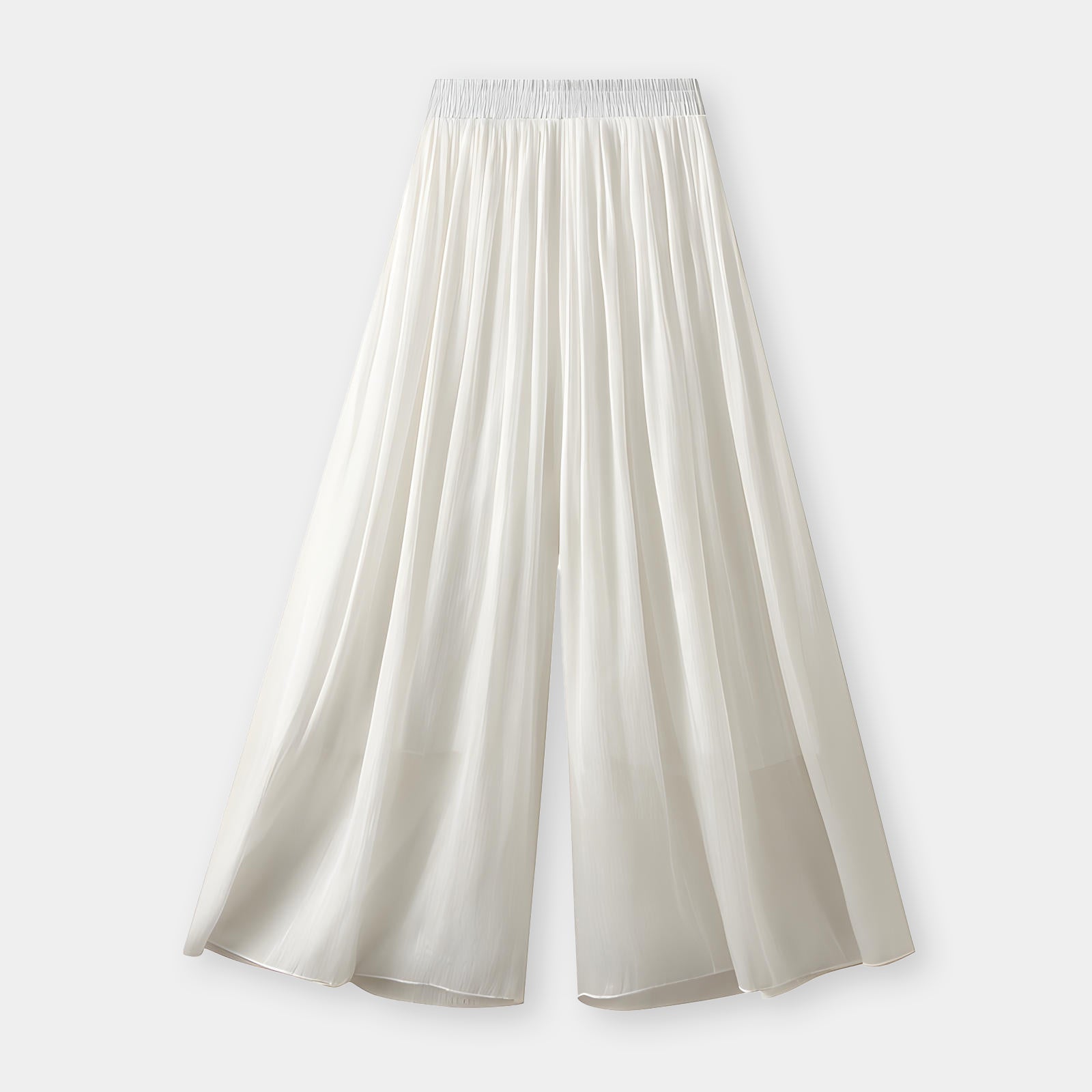 Pearlescent Lustre Wide Leg Skirt Pants - 6806_WHITE